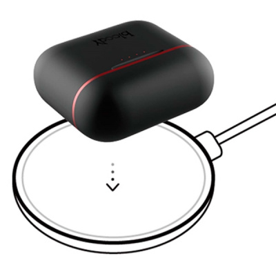 Наушники TWS Bloody M90-Black+Red <BTv5.1, 500+40mAh, MOCI, 102dB, ANC, беспроводная зарядка>