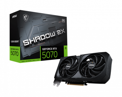 Видеокарта MSI GeForce RTX 5070 12G SHADOW 2X OC, 12Gb GDDR7 192-bit 1xHDMI 3xDP G5070-12S2C