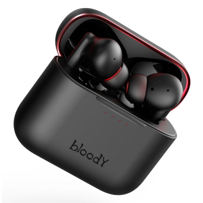 Наушники TWS Bloody M90-Black+Red <BTv5.1, 500+40mAh, MOCI, 102dB, ANC, беспроводная зарядка>