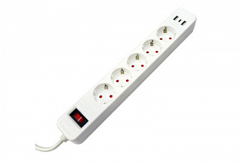 Сетевой фильтр S SMART SM-GS05CK3U-3M <белый, 10А, 5роз, 3М, EU, 2*USB, Type-C>