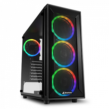 Корпус ПК без БП Sharkoon TG4M RGB <ATX, 2x3.5, 4x2.5, 2xUSB 3.0, Audio, 455*200*430mm>