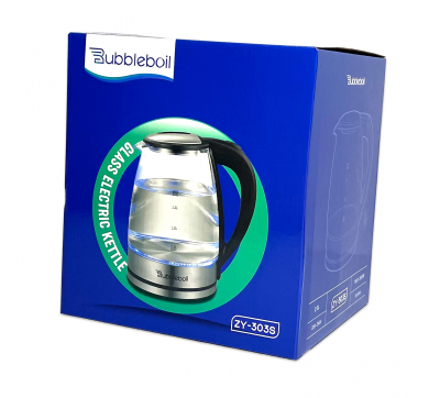 Электрочайник Bubbleboil ZY-303S <Стекло, 2L, 1500-1800 Вт, серый>