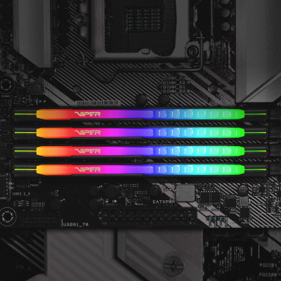 Оперативная память DDR4 PC-25600 (3200 MHz)  8Gb PATRIOT VIPER STEEL RGB <1x8, геймерская серия>