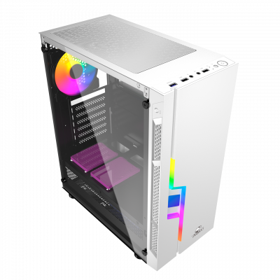 Корпус Wintek Light JX188-7-W TG, ATX/Micro ATX, USB 1*3.0/2*2.0, HD-Audio+Mic, 0,5 mm, 1*12cm fRGB 