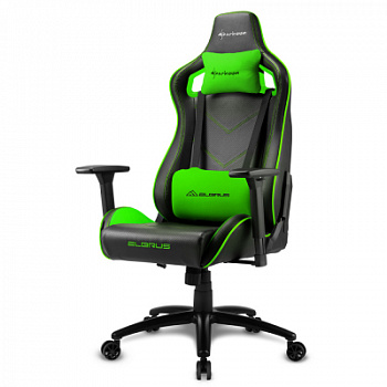 Игровое кресло Sharkoon Elbrus 2 Black/Green <Синтетическая кожа, Газлифт 4, подлокотник 3D>