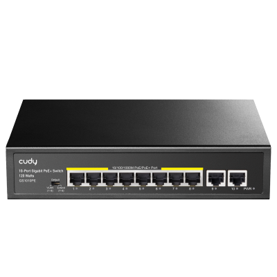 Коммутатор PoE+ GbE  8-портовый CUDY GS1010PE <8-Port Gigabit PoE+Switch 2 Uplink GbE, 120W>