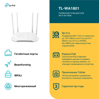 Точка доступа AX1800 GbE Tp-Link TL-WA1801