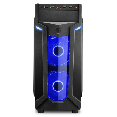 Корпус ПК без БП Sharkoon VG6-W Blue <ATX, 3x3.5, 4x2.5, 2xUSB 3.0, 2xUSB2.0, Audio, 461*200*430mm>