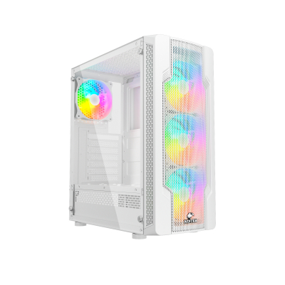 Корпус Wintek Star JX188-2-W TG, ITX/ATX, USB1*3.0/2*2.0, HD-Aud+Mic, 0,5mm, 4*ARGB fan+contr, белый