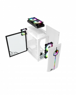 Корпус Wintek Baiterek 330-W TG, Micro ATX, USB2*3.0/1*2.0, HD-Audio+Mic, 0,5 mm, 1*12cm ARGB fan