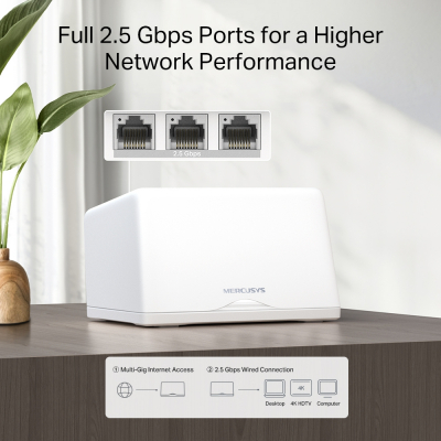 Домашняя Mesh Wi-Fi система GbE BE9300 Mercusys Halo H47BE(2-pack) Wi-Fi 7