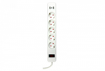 Сетевой фильтр S SMART SM-GS05CK3U-5M <белый, 10А, 5роз, 5М, EU, 2*USB, Type-C>