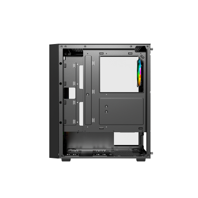 Корпус Wintek Moon PS195-5-B TG, ATX/Micro ATX, USB 1*3.0/2*2.0, 0,45mm, 4*12cm RGB fan, Black
