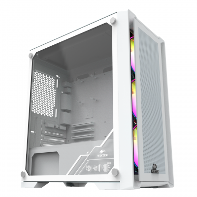 Корпус Wintek Andromeda D531-W TG, Micro ATX, USB 2*3.0/1*2.0, HD+Mic, 0,5mm, 3*12cm RGB fan, White