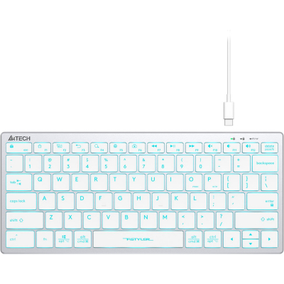 Клавиатура A4tech Fstyler FX61-Ice Blue-LED <USB, SLIM, белый корпус, синяя подсветка>