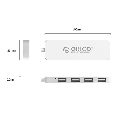 USB Хаб ORICO FL01-WH-BP <USB2.0х4, 30cm, 480Mbps, White>