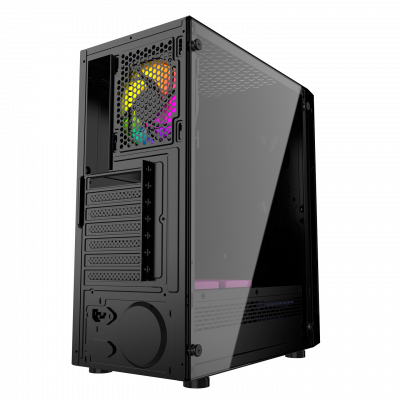 Корпус Wintek Light JX188-7-B TG, ATX/Micro ATX,USB 1*3.0/2*2.0, HD-Audio+Mic, 0,5 mm, 1*12cm fRGB 