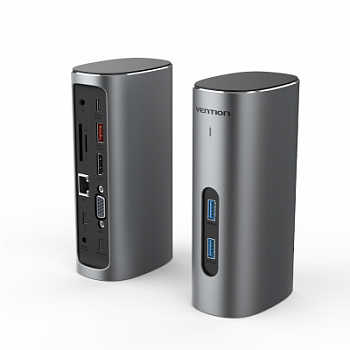 Докстанция Vention TPJH0-TY <USB-C to HDMI/VGA/USB 3.1 Gen 2/USB 3.1 Gen 2-C/USB 3.0x2/RJ45/SD/TF/>