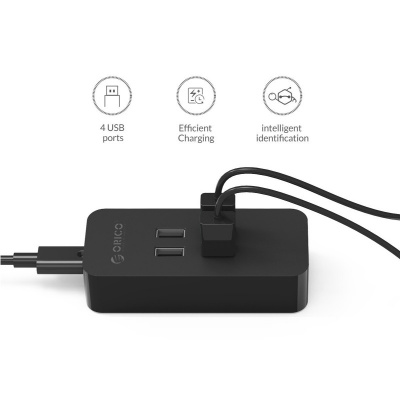 Зарядное устройство ORICO DCV-4U-(EU)-BK от сети с USB выходом <20W, 4xUSB, 102*45*26mm>