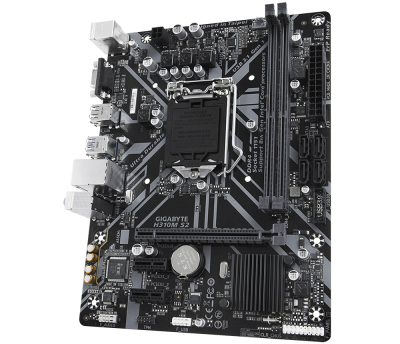 Материнская плата S-1151 H310 Gigabyte H310M-S2 <2xDDR4 Max 32G, 4xSATA, D-Sub, 2xUSB3.1, mATX>