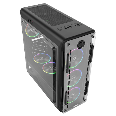 Корпус ПК без БП GameMax Optical (G510)  Black <ATX, 4x120mm RGB, USB3.0x1, USB2.0x2, 400х185х470mm>