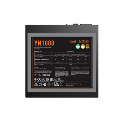 Блок питания PCCooler YN1000, 1000W, Modular, 80+ GOLD, Fan 135mm, P5-YN1000-G1F