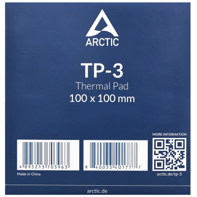 Термопрокладка, heatsink compound, Arctic Thermal pad TP-3, 100x100x1mm, 3.4g/cm3