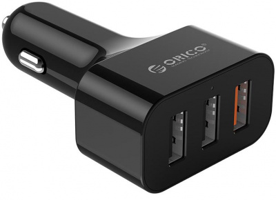 Автомобильное зарядное устройство ORICO UCH-Q3-WH <USBx3, QC3.0, 6.5V/3A, BLACK>