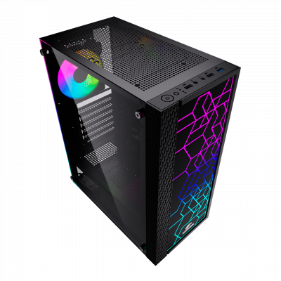 Корпус Wintek Mosaic PW09-05-B TG, ATX/Micro ATX, USB 1*3.0/2*2.0, HD-Audio+Mic, 0,5 mm,1*12cm fRGB