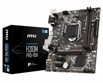 Материнская плата S-1151 MSI H310M PRO-VDH Plus <mATX, H310, 2xDDR4, VGA, DVI, HDMI>
