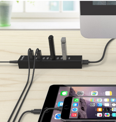 USB Хаб ORICO H1013-U2-BK <USB2.0x10, Кабель 1M, 5V2A,  BLACK>