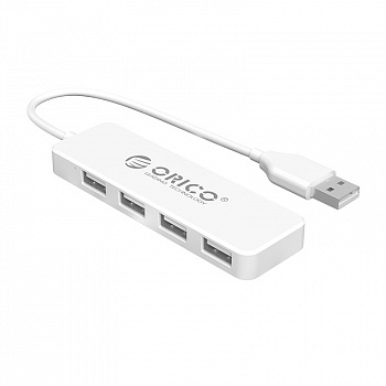 USB Хаб ORICO FL01-WH-BP <USB2.0х4, 30cm, 480Mbps, White>