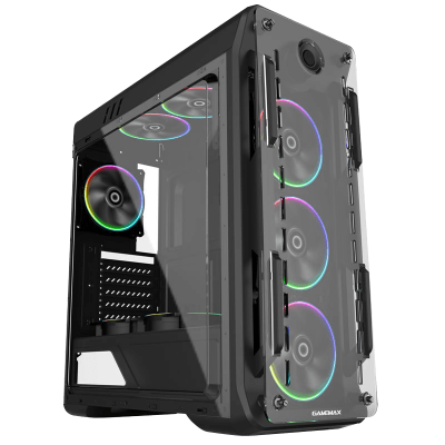 Корпус ПК без БП GameMax Optical (G510)  Black <ATX, 4x120mm RGB, USB3.0x1, USB2.0x2, 400х185х470mm>