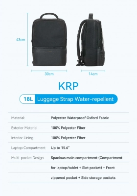 Рюкзак для ноутбука Vention KRPB0 <Water-Repellent Laptop Backpack (43cm x 30cm x 14cm) Black>