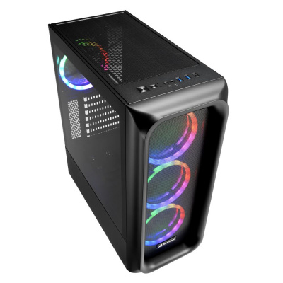 Корпус ПК без БП Sharkoon TK5M RGB <ATX, 2x3.5, 5x2.5, 2xUSB 3.0, 1xType C, Audio, 411*200*456mm>