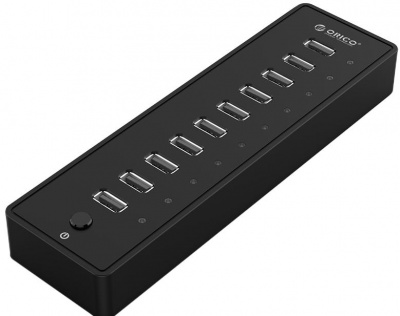 USB Хаб ORICO P10-U2-V1-EU-BK (BP) <10 USB2.0, 12V 2.5A, P10-U2-V1-EU-BK-BP>