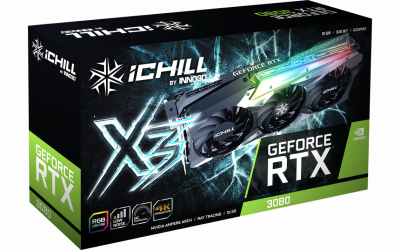 Видеокарта Inno3D PCI-E NV RTX3080 iChil X3 <10GB, GDDR6X, 320-bit, 3DP, HDMI>