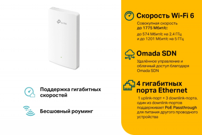 Точка доступа настенная двухдиапазонная AX1800 Tp-Link EAP615-Wall