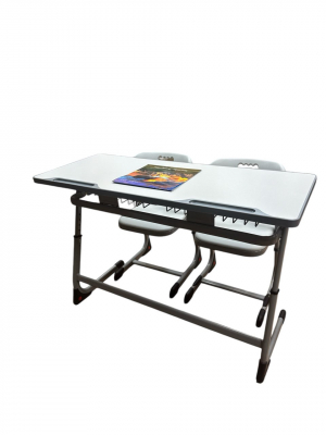 Комплект двухместный парта+стул <стол, два стула, регулировка высоты>