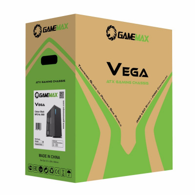 Корпус ПК без БП GameMax M(9)909 Vega Black Temp Glass <ATX, 1х120mmRGB,5x3,5, 4x2,5, HD210x516x491>