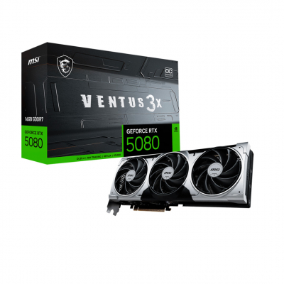 Видеокарта MSI GeForce RTX 5080 16G VENTUS 3X OC PLUS, 16G GDDR7, 256bit 1xHDMI 3xDP (G5080-16V3CP)