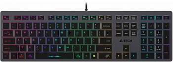 Клавиатура A4tech Fstyler FX60H-Neon-LED <USB, SLIM, USB-HUB*2, серый корпус, цветная подсветка>