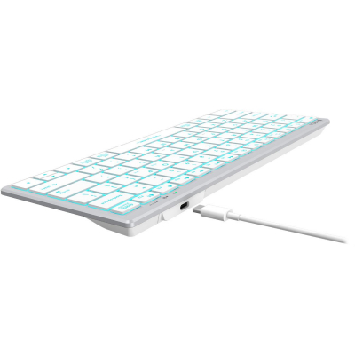 Клавиатура A4tech Fstyler FX61-Ice Blue-LED <USB, SLIM, белый корпус, синяя подсветка>