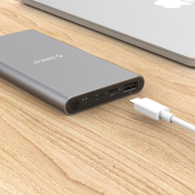 Портативный аккумулятор ORICO T1-V1-BK <Smart, USB и Type-C, 10000 мАч, 8A-12A, 151*76*14* mm>v2