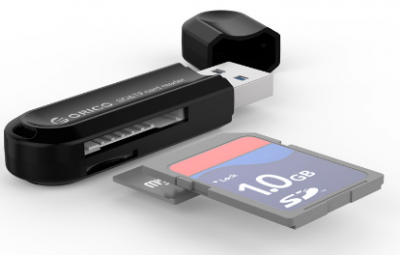 Картридер USB ORICO CRS21-BK <TF/SD, до 2Тб, BLACK> v2