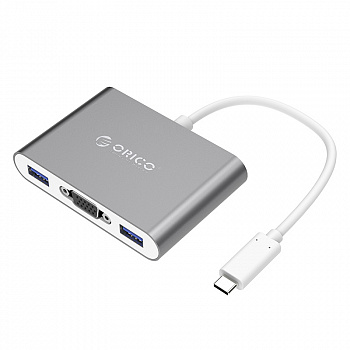 Адаптер ORICO RCV3A-SV-PRO <VGA,Type-C,Type-A*3, Cable 15cm, 88.5*60*17mm>