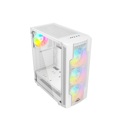 Корпус Wintek Star JX188-2-W TG, ITX/ATX, USB1*3.0/2*2.0, HD-Aud+Mic, 0,5mm, 4*ARGB fan+contr, белый