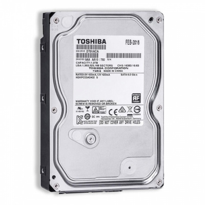 Жесткий диск HDD 1TB Toshiba DT01ACA100 <SATA-III, 7200rpm, 3.5", 6.0 Gb/s, 32M cache>
