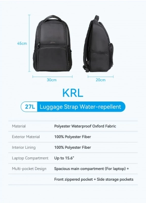 Рюкзак для ноутбука Vention KRLB0 <Water-Repellent Laptop Backpack (45cm x 30cm x 20cm) Black>