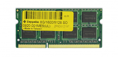 Оперативная память SODIMM DDR3 PC-12800 (1600 MHz)  8Gb Zeppelin  (память для ноутбуков) <512x8>